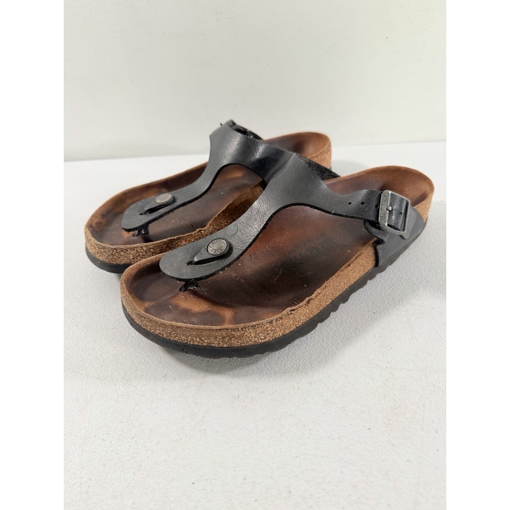 Birkenstock Gizeh Thong Sandals Women's Black Leather Slip On EU38 US Size 7.5-8